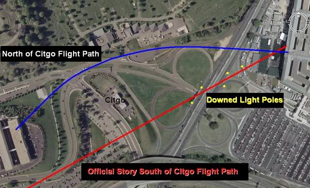 Overhead image showing North vs South of Citgo paths