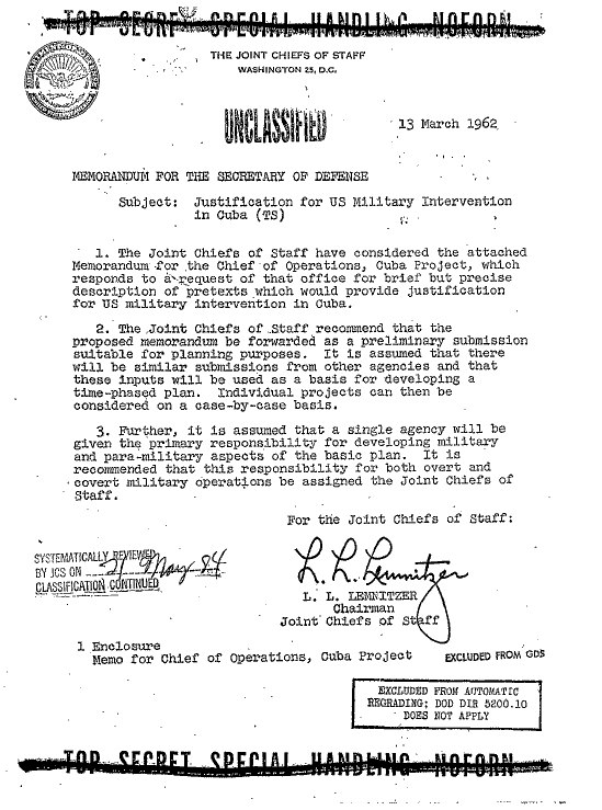 A scanned page from Operation Northwoods